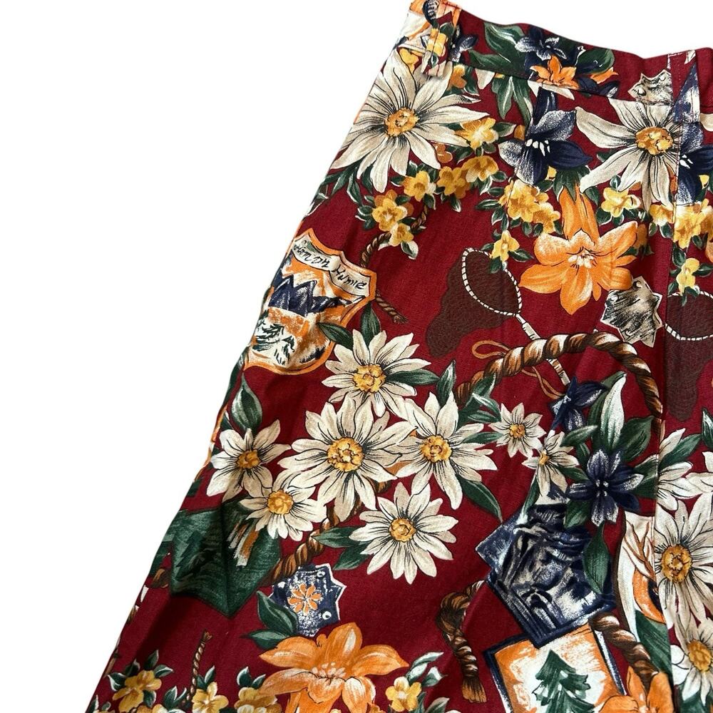 Vintage 90s Y2K Red Floral Linen Cotton Shorts Red Sz 8 USA Hawaii Resort - Picture 15 of 16